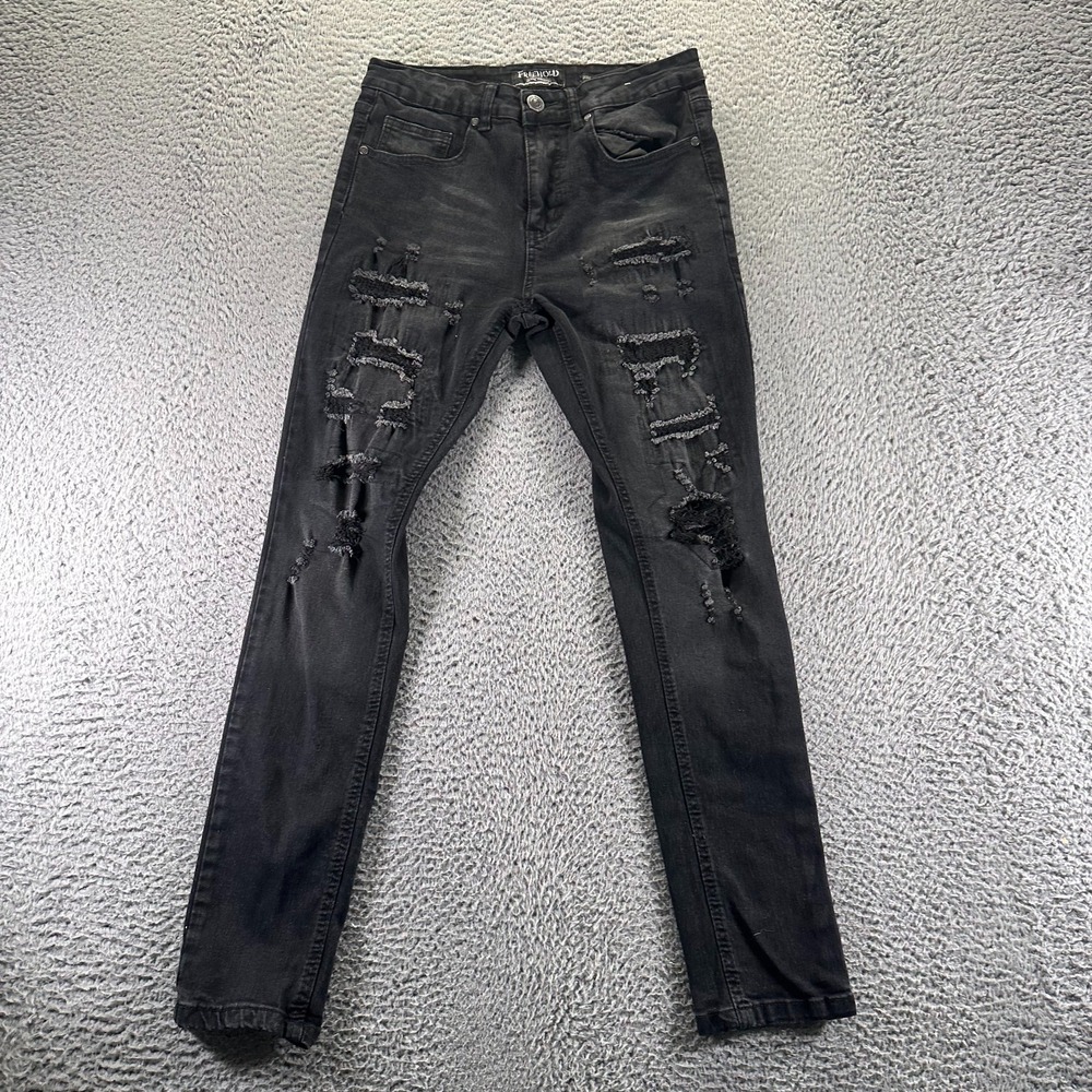 Freehold Jeans Men's 28x30 Black Cotton Denim Skinny Distressed Workwear Stretch